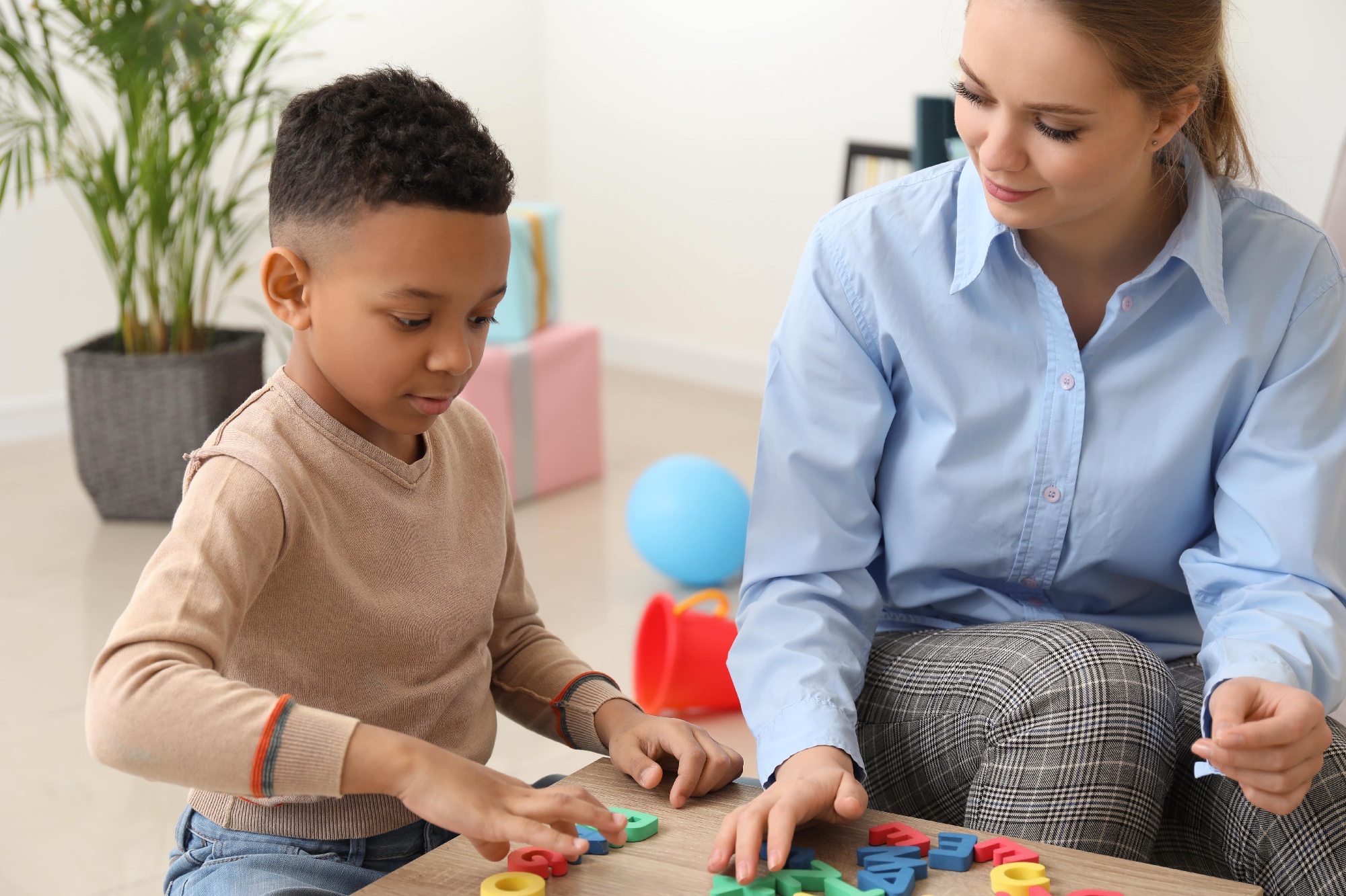 Social worker with a child