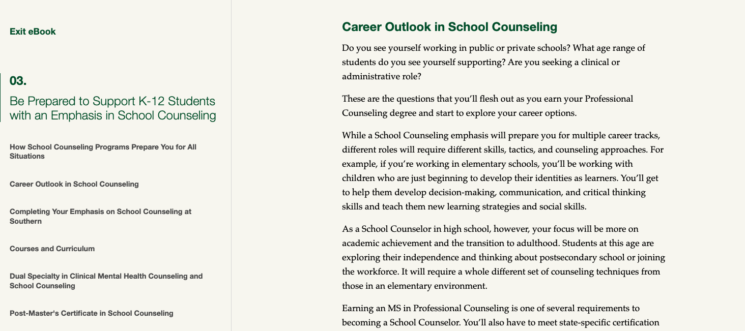 Southern MS in Professional Counseling eBook preview